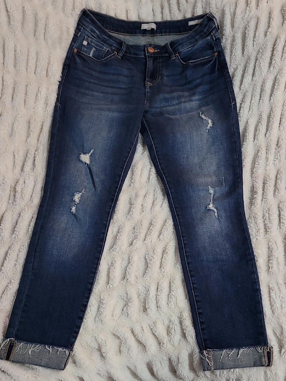 Dear John Dark Blue Distressed Boyfriend Jeans